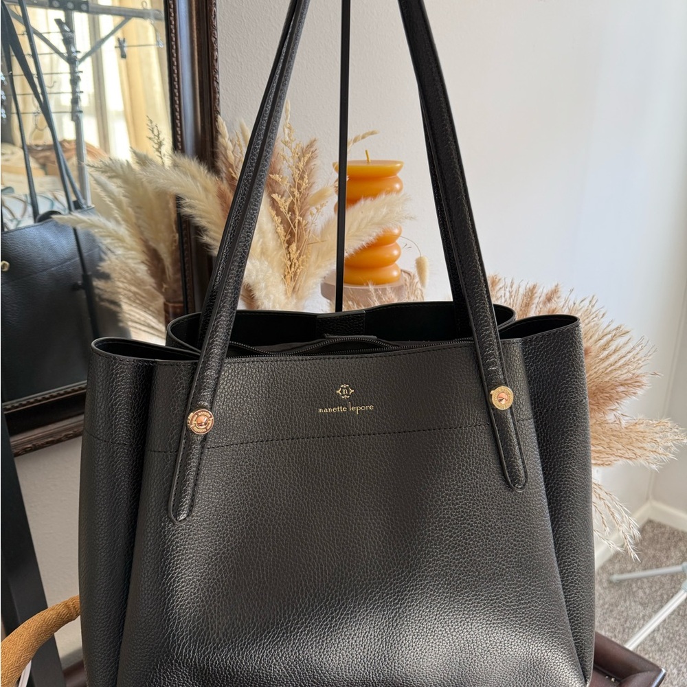 Black Leather Tote by‎ Nanette Lepore